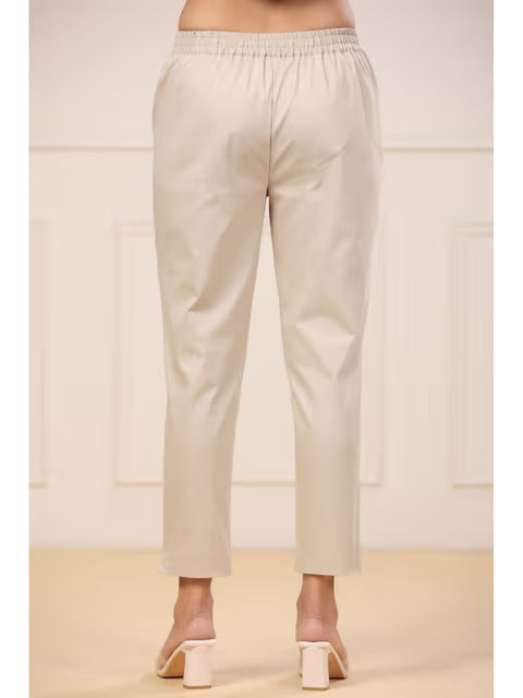 Beige Straight Fit Pants