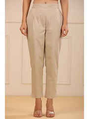 Beige Straight Fit Pants