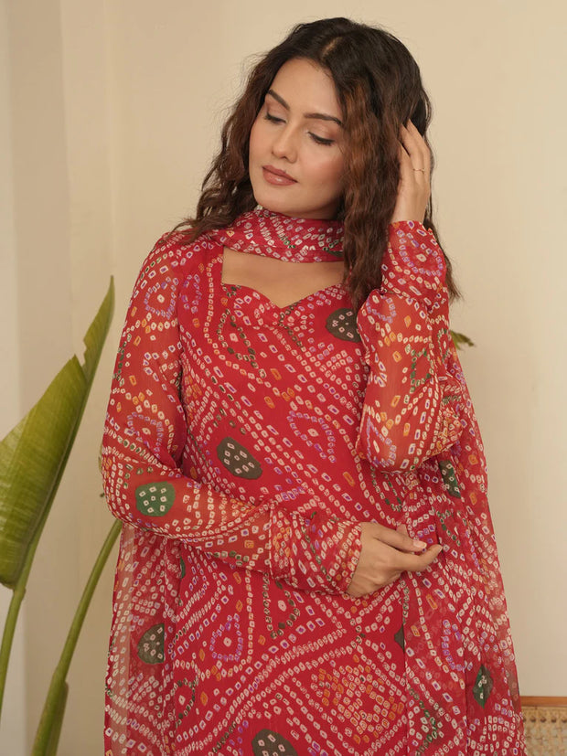 Rose Bandhani Suit Set