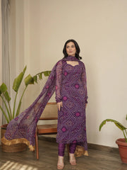 Plum Bandhani Suit Set