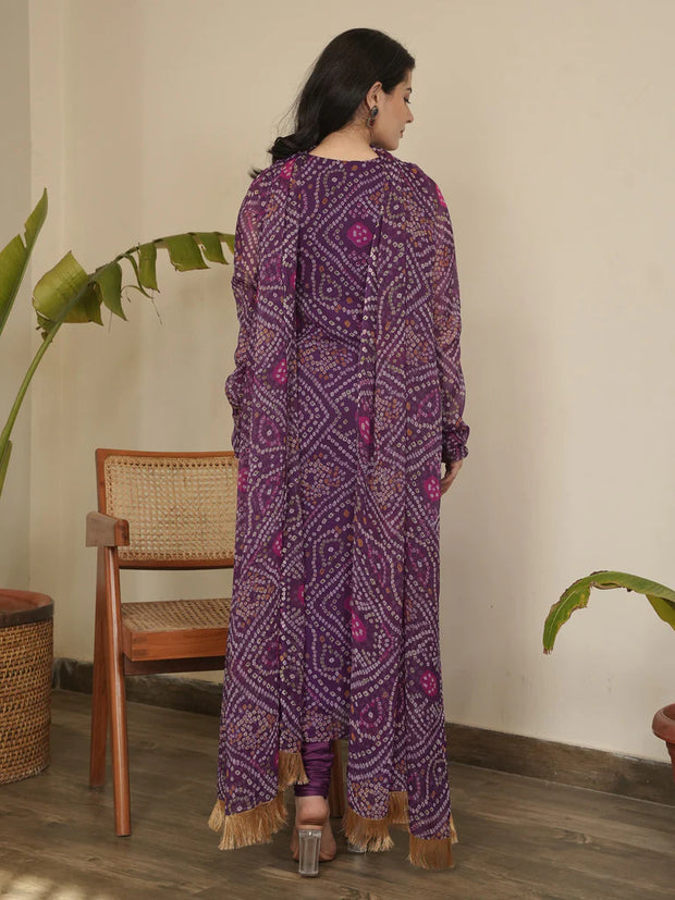 Plum Bandhani Suit Set