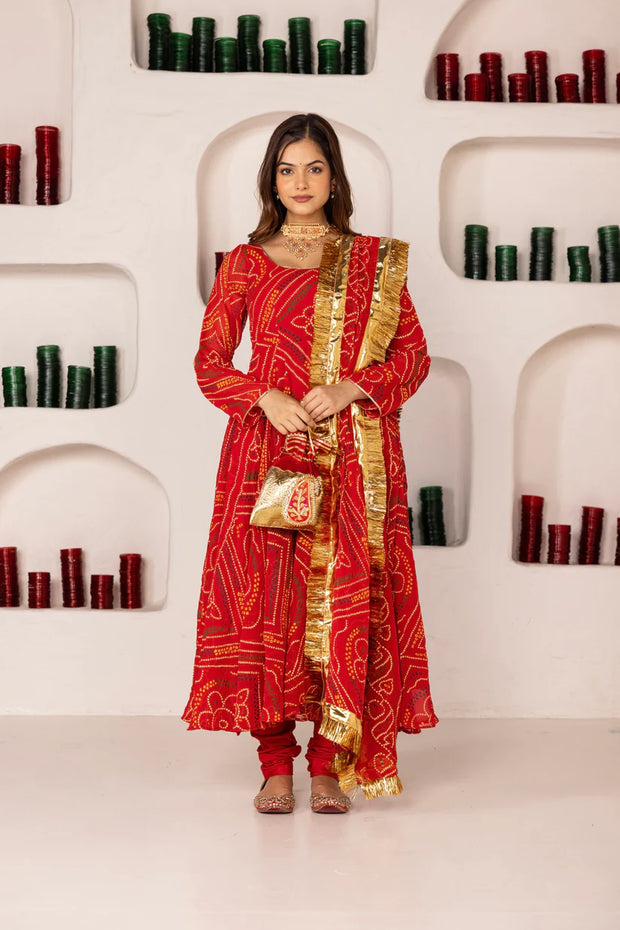 GULABI BANDHEJ SUIT SET