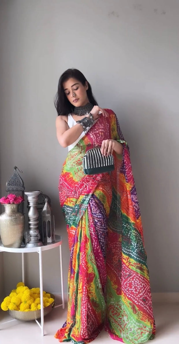 Multi-color Bandhani Saree