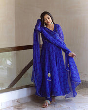 Navy Blue Bandhani Set