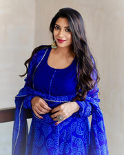 Navy Blue Bandhani Set