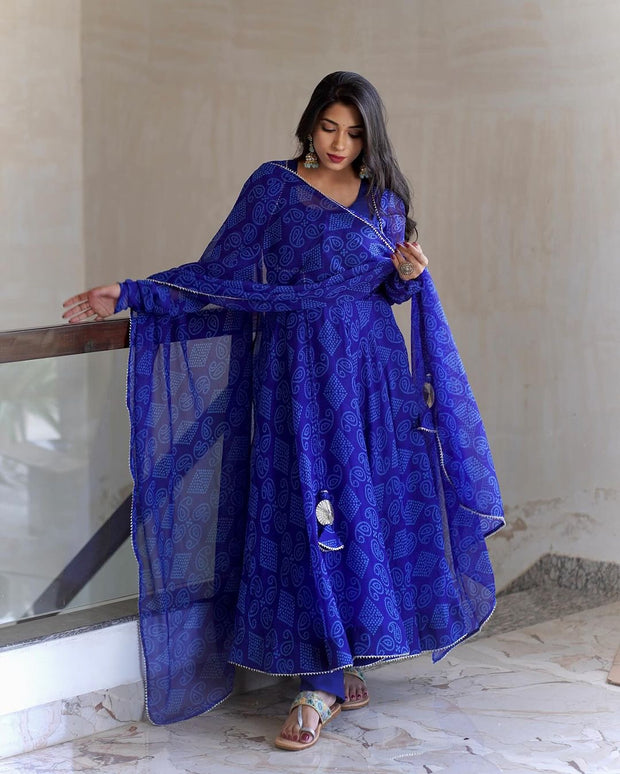 Navy Blue Bandhani Set