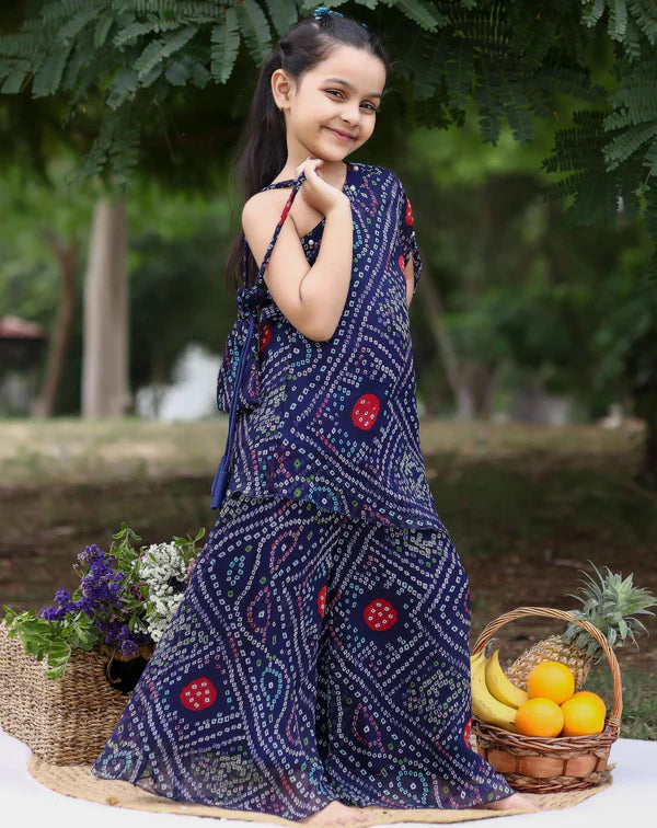 Kids Sapphire Bandhani Set