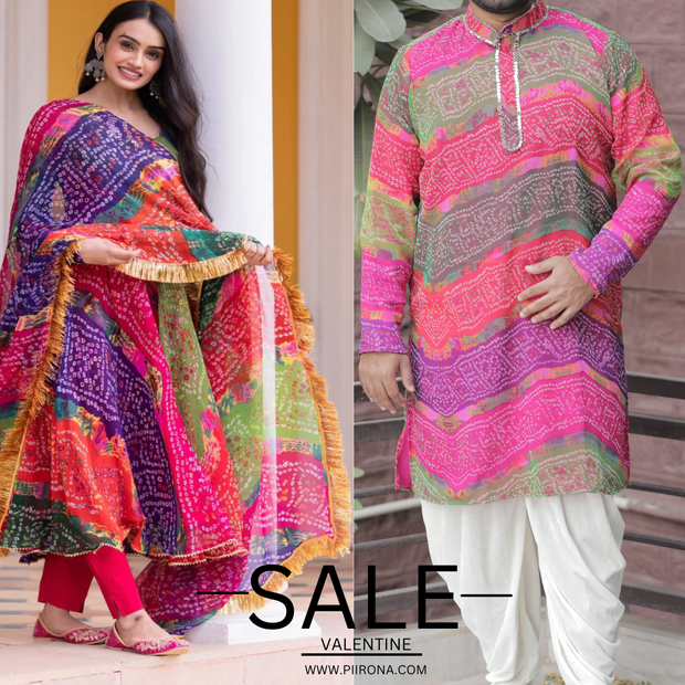 MULTI-BANDHANI COUPLE SET