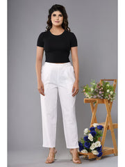 White Cotton Straight Pants