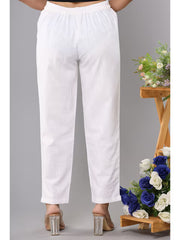 White Cotton Straight Pants