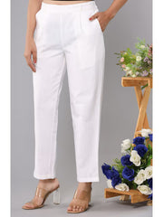 White Cotton Straight Pants