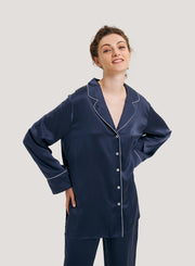 Side Slits Silk Satin Pajama Top