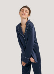 Side Slits Silk Satin Pajama Top