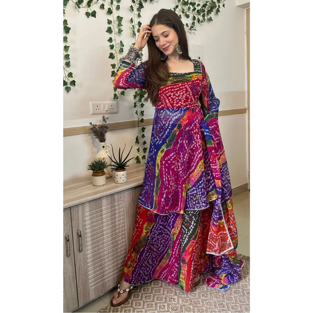 Multi-Color Bandhani Sharara Set