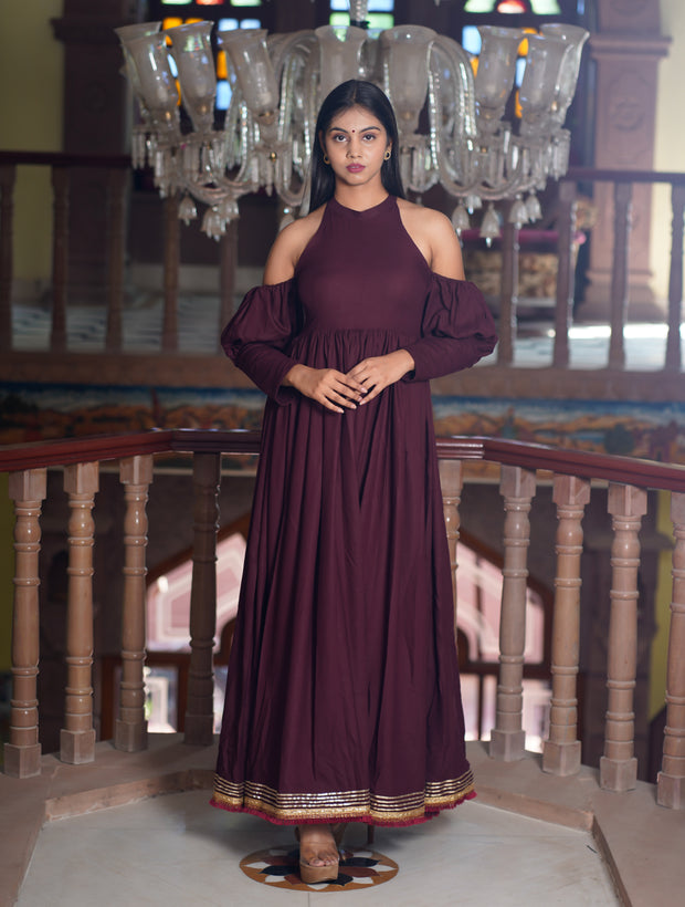 WINE BERRY ANARKALI DRESS