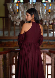 WINE BERRY ANARKALI DRESS