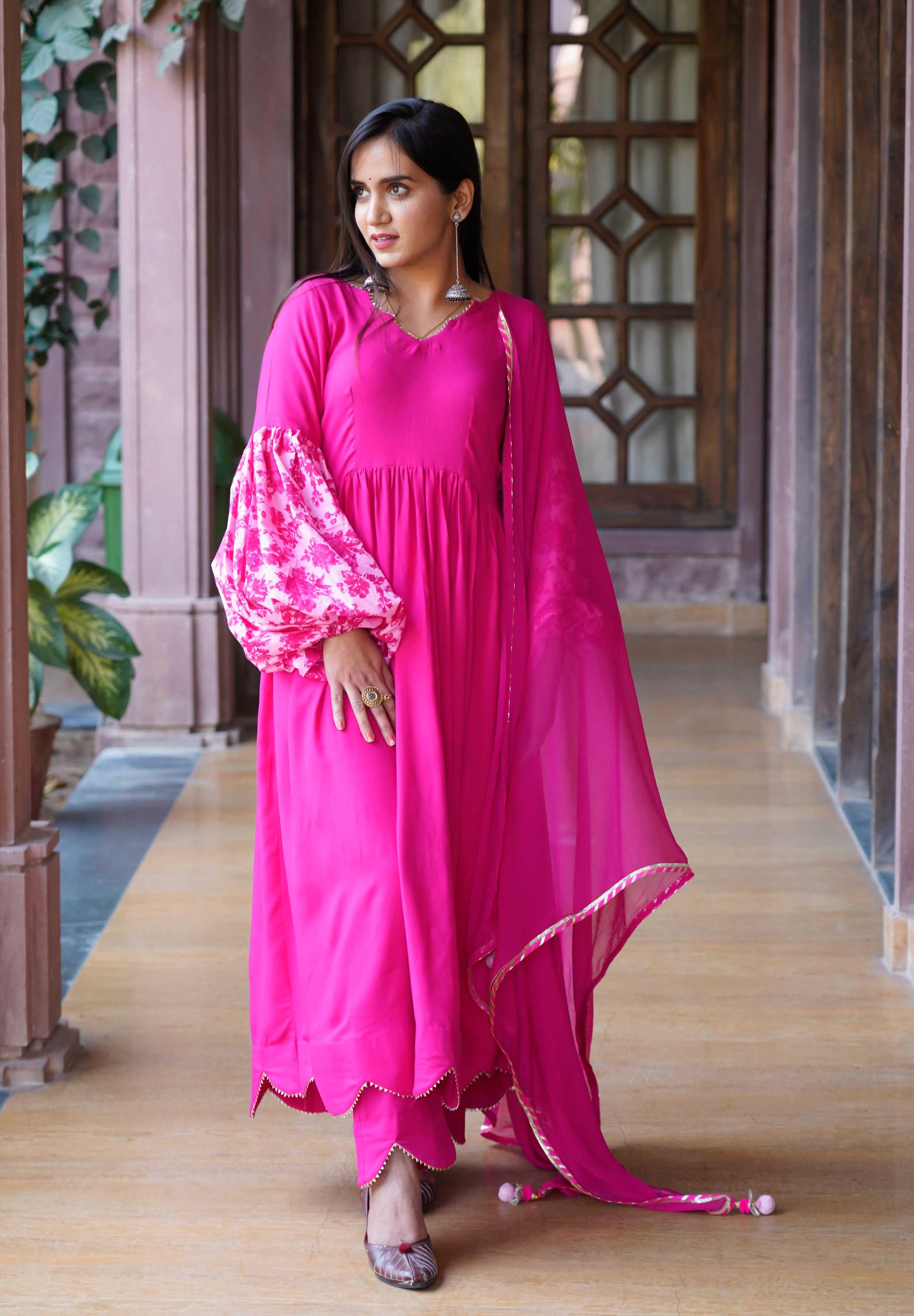 Buy White and Pink Combination Cotton Salwar Suit at Amazon.in