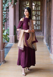 WINE ANARKALI SUIT SET