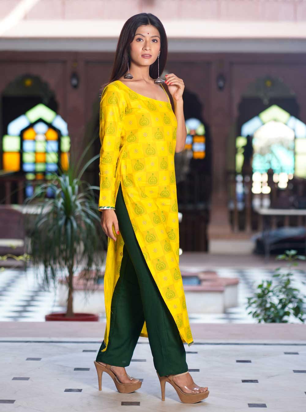 Lime Yellow Pink Hand embroidered Punjabi Patiala Salwar Suit, Pure Up –  CNP Associates LLC