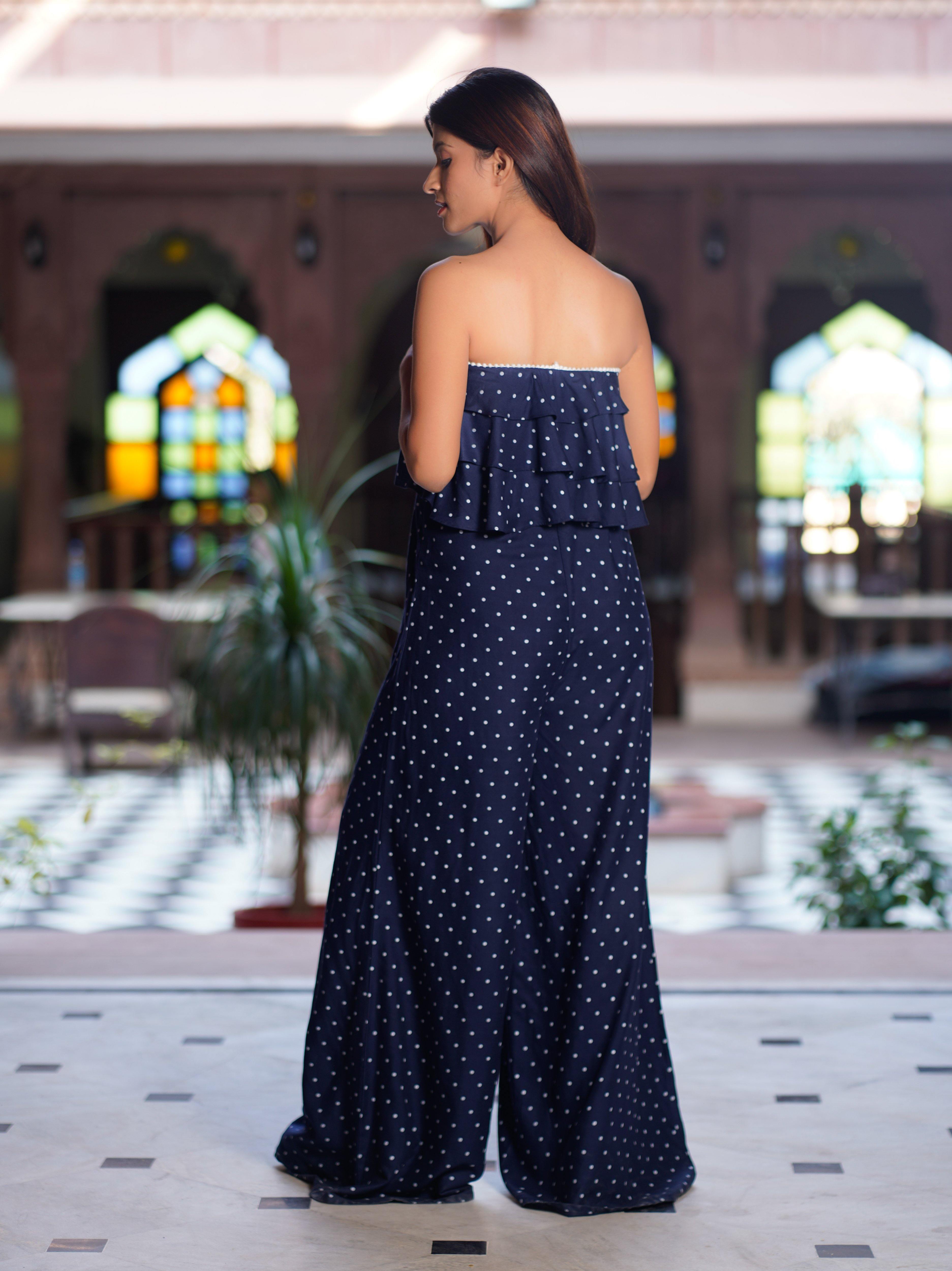 Blue polka dot store jumpsuit