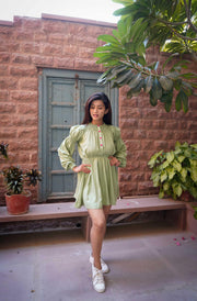 Spring Mint Green Short Dress - Piirona