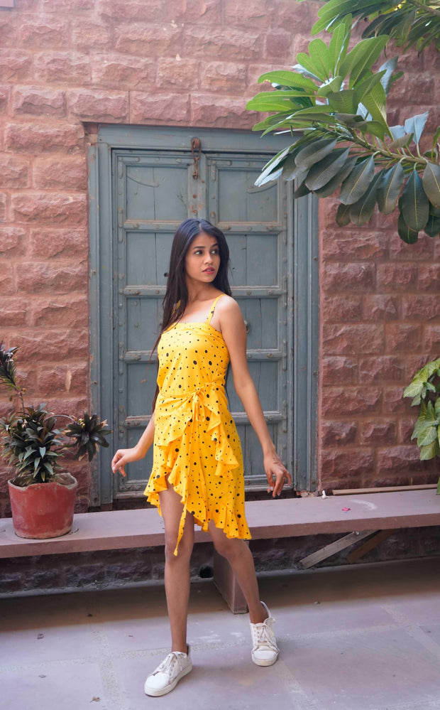 Yellow Polka Mini Dress - Piirona