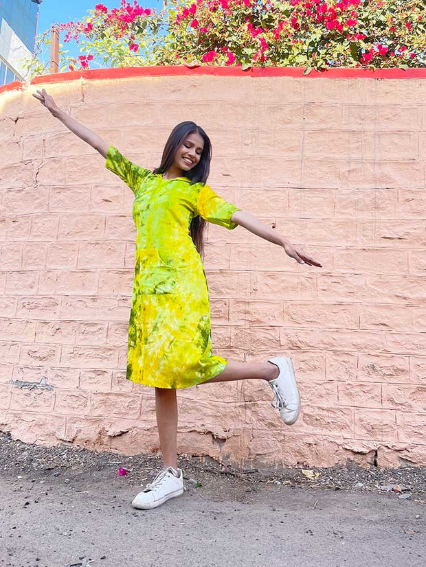 Green Tie-Dye Dress