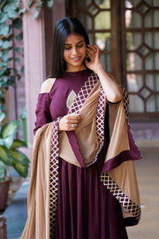 WINE ANARKALI SUIT SET