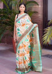 SILK PASTEL KUMBHA SAREE - Piirona