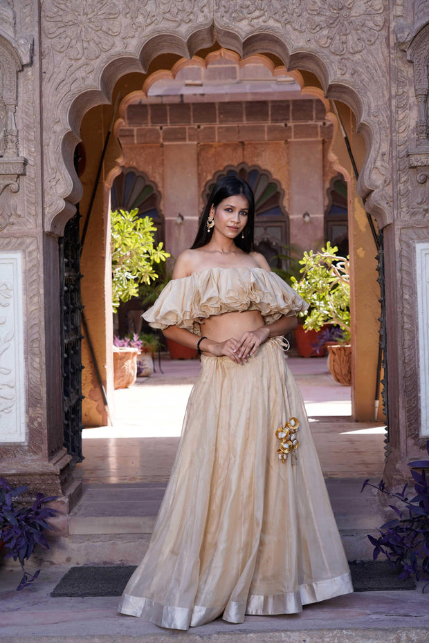 Ivory lehenga set - Piirona