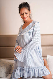 POWDER BLUE STRIPED NIGHTWEAR - Piirona