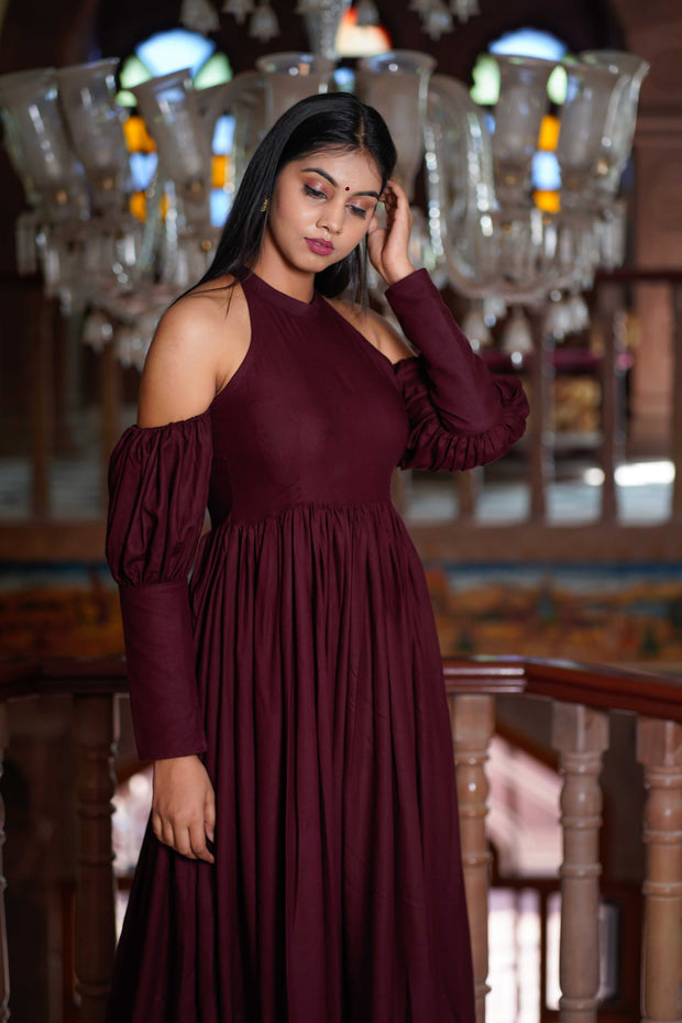 WINE BERRY ANARKALI DRESS