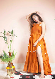 TANGERINE COTTON DRESS - Piirona