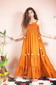 TANGERINE COTTON DRESS - Piirona