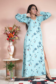 BUTTERFLY BLUE COTTON DRESS - Piirona