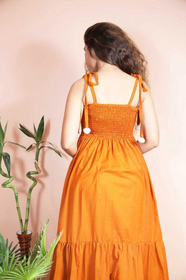 TANGERINE COTTON DRESS - Piirona