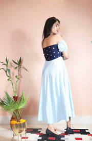 Baby Blue Flared Dress - Piirona