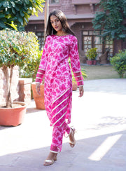 FLORAL PINK KURTI SET - Piirona