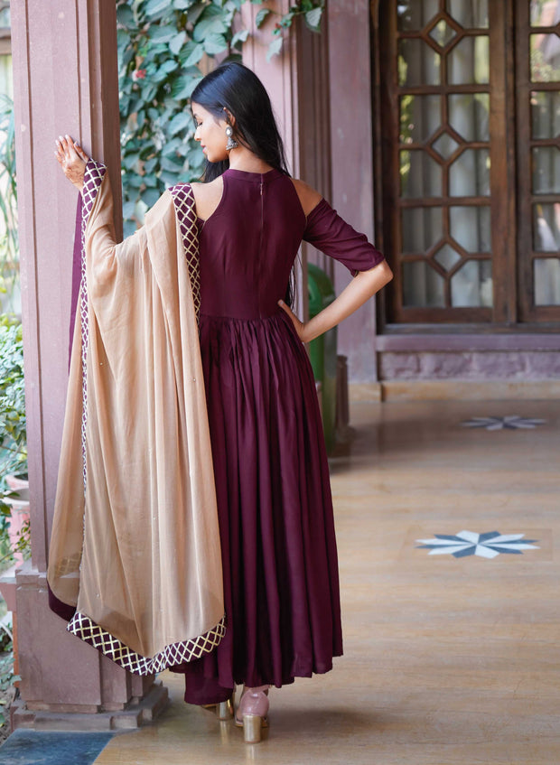 WINE ANARKALI SUIT SET