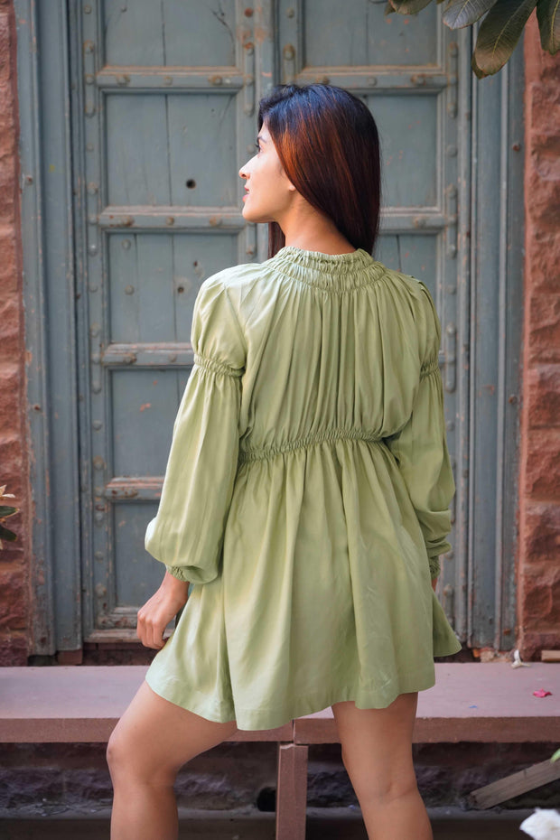 Spring Mint Green Short Dress - Piirona