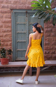 Yellow Polka Mini Dress - Piirona