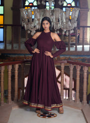 WINE BERRY ANARKALI DRESS