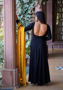 Black backless kurti sale