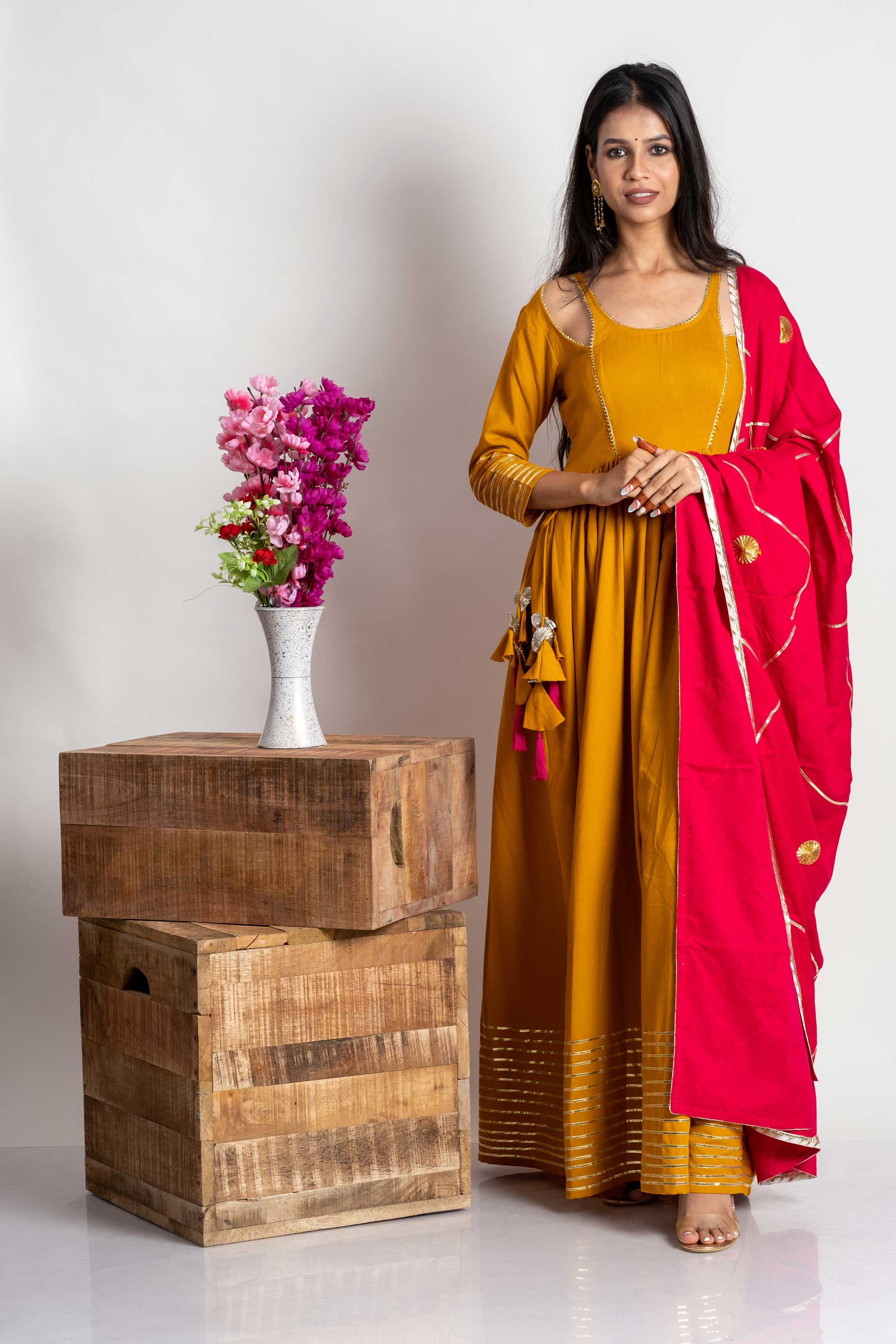 Rayon Stitched Yellow Designer Gota Patti Palazzo Suit, Dry clean at Rs 650  in Jaipur