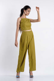 Olive Green Stripe Co-Ord Set