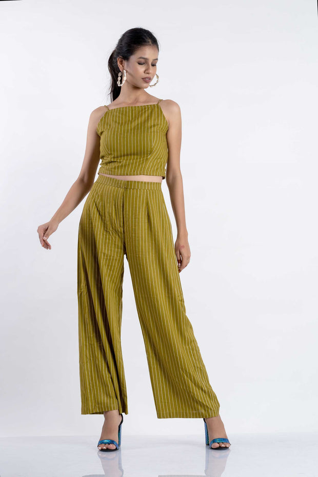 Olive Green Stripe Co-Ord Set